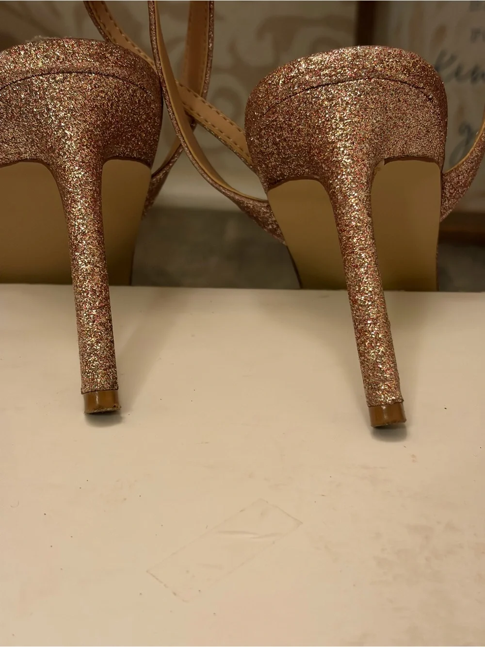 Badgley Mischka Rose Gold Sandals, Dallyce Ankle Strap Stiletto Sandal